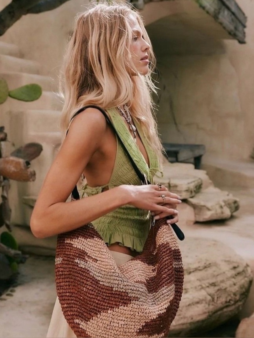 NWT Free People | CURRENT STYLE | Santorini Straw Raffia
Tote Bag | Neutral Mix